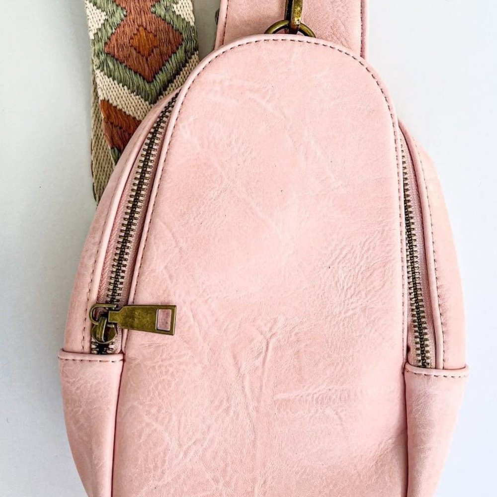 Vegan Leather Sling Purse - Pink - NEW no tags - Custom designed